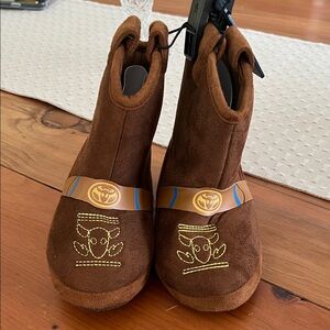 Charming Brown Kids Boots with Embroidered Owl Design